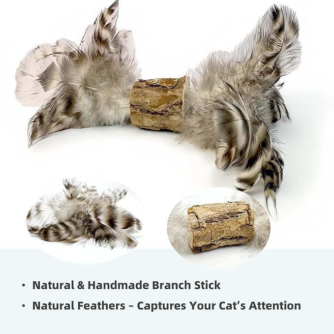 3 Pack Catnip Toys for Indoor Cats – Interactive Kitten Toys with Silvervine Stick & Feather, Durable Chew & Kick Cat Toys for Stress Relief & Play