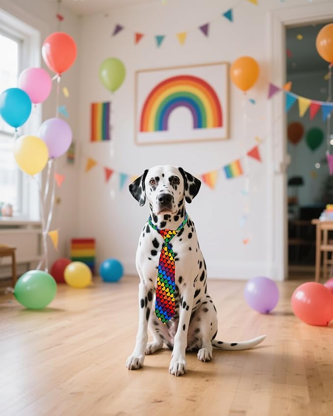 PET SHOW 10 Pack Pride Month Big Dog Ties Neckties for Large Breed Dogs XL Rainbow Neck Ties Bowties Girl Boy Pets LGBT Costumes Dog Adjustable Holiday Grooming Accessories Wedding Party Gift Favor