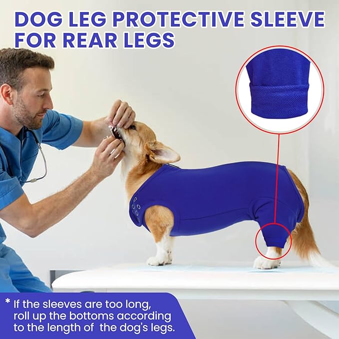 Nanaki Dog Wound Care Shirt, Dog Leg Sleeve To Stop Licking Rear Leg And Abdomen, Doggy Surgery Suit Female Spay,Doggy Onesie For Surgery Female Male, Pet Surgical Recovery Suit Pet Wound Heal Clothes
