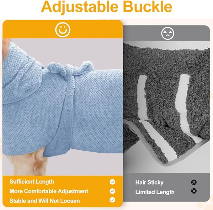 Giant Dog Bath Bubble, Quick Drying Super Absorbent Used for After Bathing, Warm Dog Towels, Adjustable Hoodies and Belts for Pet Dogs Bath Clothes Products (Blue Jacquard, 6XL)