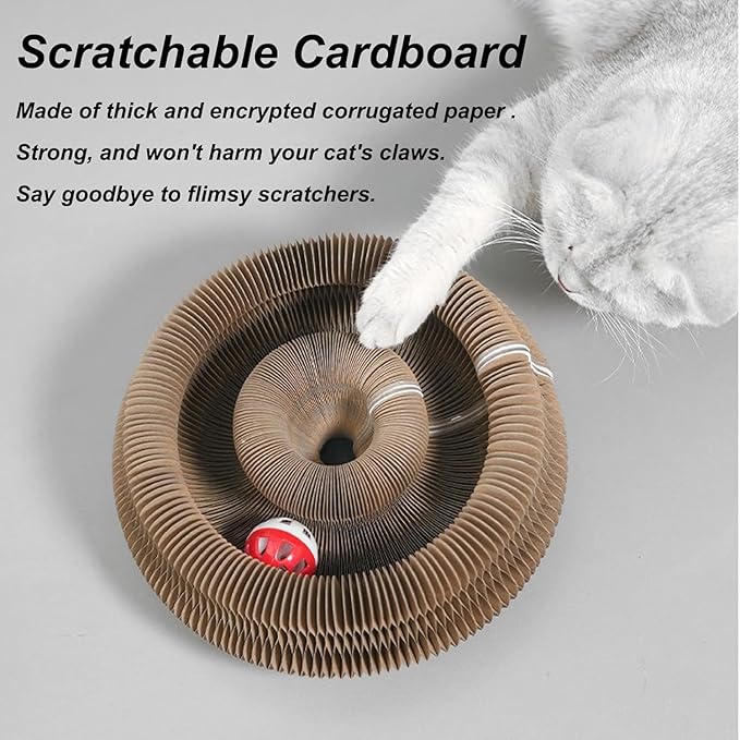 Kitty Kurlz Cat Toy,Magic Organ Cats Scratcher Board,Foldable Recyclable Accordion Toys with Ball for Cats Indoor(2pc)
