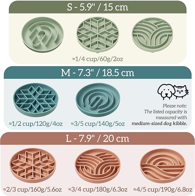 OHMO Slow Feeder Dog Bowls (Diamond, 8" Camo Green) Enrichment Toy Soft Silicone Food Safe Feeding Bowl Non Slip Suction Cup for All Breed Pet, Cat Slow Down Eating Dishes, Boredom and Anxiety Reducer