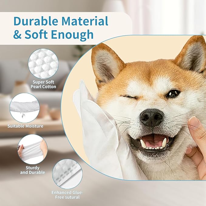 Hypoallergenic Pet Grooming Wipes for Dogs & Cats - Coconut Oil Cleaning & Deodorizing Bathing Wipes with Hydrating Formula for All Body Parts,Dog Cleaning Wipes Remove Odor (1 Pack)