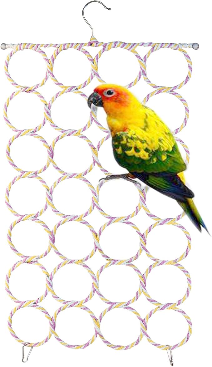 2 Packs Parrot Swing Hanging Toys, Bird Climbing Rope Net Ladders Small Medium Pet Activity Toy Suitable for Parakeet,Cockatiel,Cockatoo,Conure,Mini Macaw（Random Color ） (Style-1)