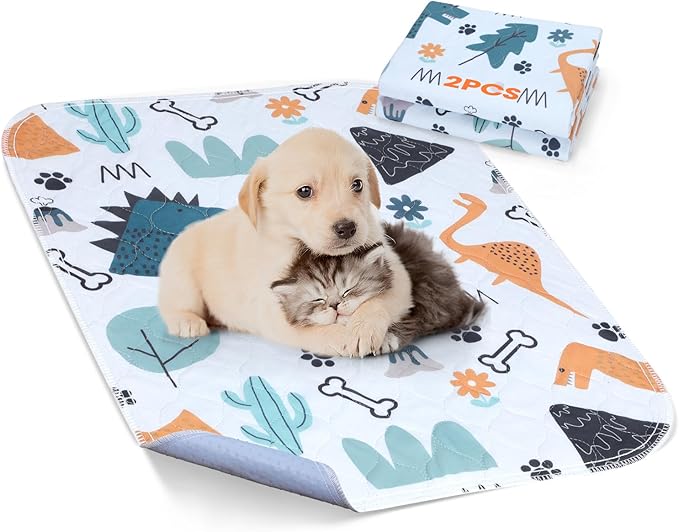 Washable Pee Pads for Dogs, 2 Pack Small 18"x24" Super Absorbent Reusable Puppy Pads Pet Training Pads, 100% Waterproof Non-Slip Puppy Pee Pads Whelping Dog Playpen Crate Potty Pads Puppy Essentials