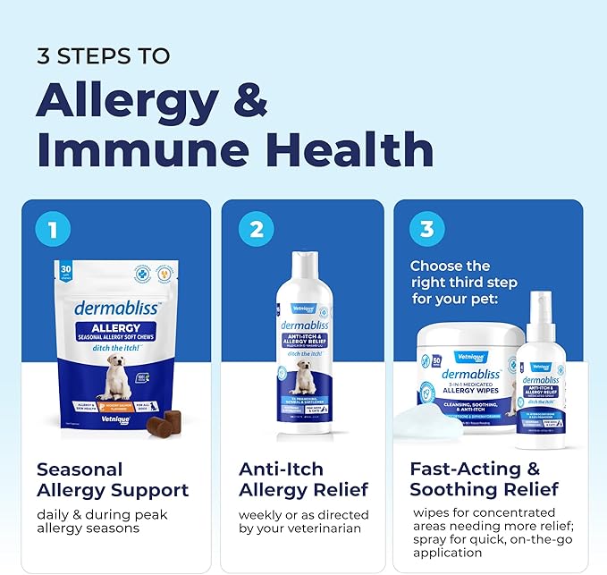 Vetnique Dermabliss Anti Itch Spray for Dogs & Cats with Hydrocortisone for Allergies and Immediate Dog Itching Skin Relief - Fragrance Free with Soothing Oat Extract (8oz)