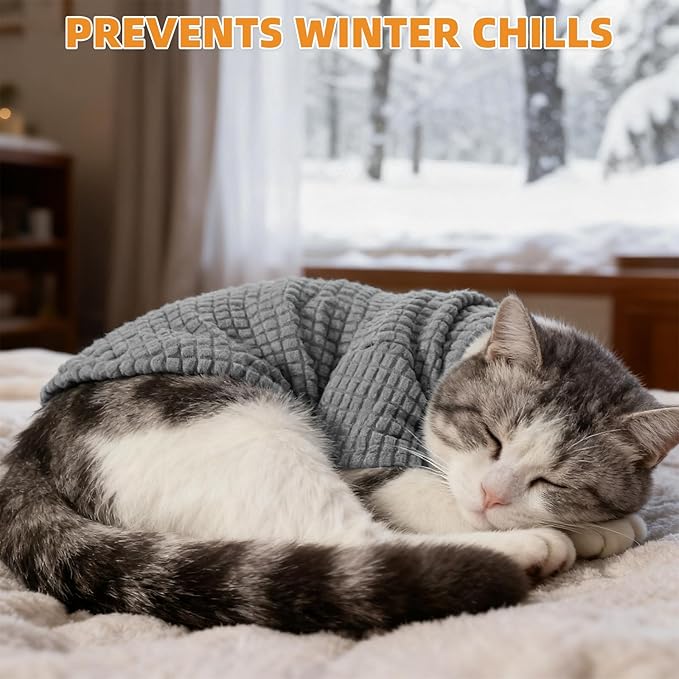 KOOLTAIL Cat Sweater for Sphynx - Soft Fleece Sweaters for Cats Only, Elastic Pet Clothes with Sleeves, Thick Winter Warm Cold Weather Apparel for Hairless Cat, Puppy Pajamas for Small Dogs, Grey L