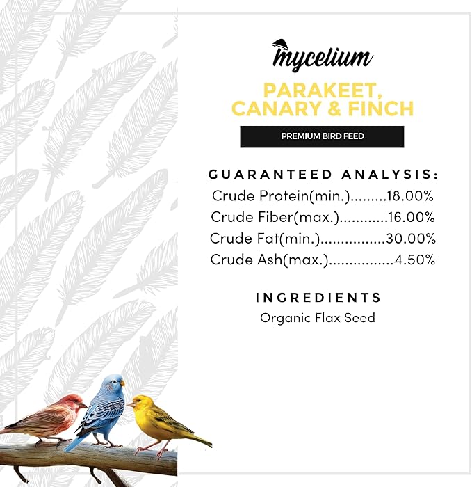 Mycelium Premium Flax Seed – Organic, Non-GMO, High Nutritional Value Bird Food for Parakeets, Canaries, and Finches, Sourced from Local USA Farms, Sustainable Farming, 5 lbs