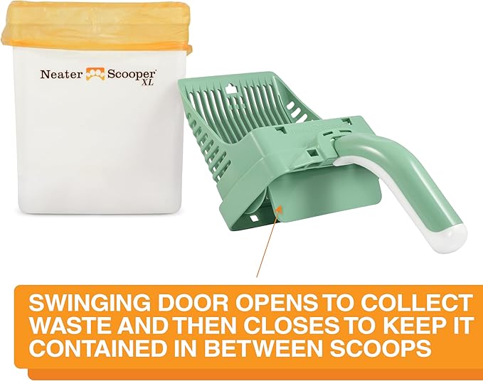 Neater Pet Brands Neater Scooper XL Cat Litter Scoop, 195 Refill Bags – Extra-Large Capacity Mess-Free Cat Litter Scooper with Bag for Large & Multiple Cats, Spill-Proof Litter Box Scooper with Holder