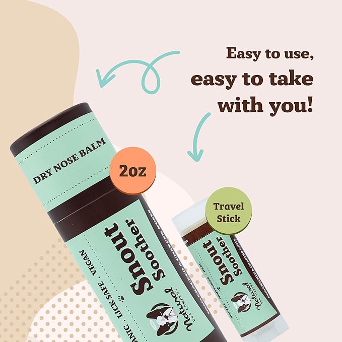 Natural Dog Company Snout Soother, Dog Nose Balm, Wax & Cream for Dry, Cracked Noses, Heals & Moisturizes with Shea Butter & Coconut Oil, Lick-Safe Nose Butter, Made in USA, 0.15 oz. Stick