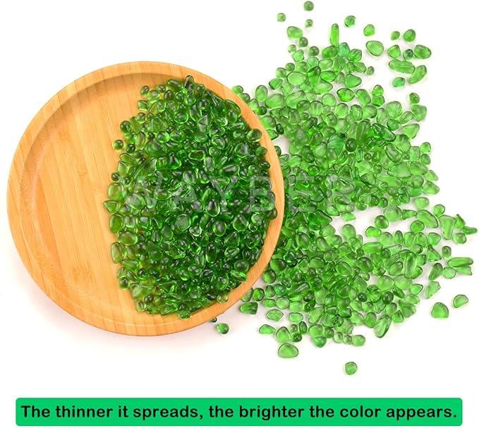 WAYBER Glass Stones, 1Lb/460g Irregular Sea Glass Pebbles Non-Toxic Artificial Gemstones for Vase Filler/Handmade Gift/Terrarium Flowerpot Aquarium Turtle Tank Decoration, Green