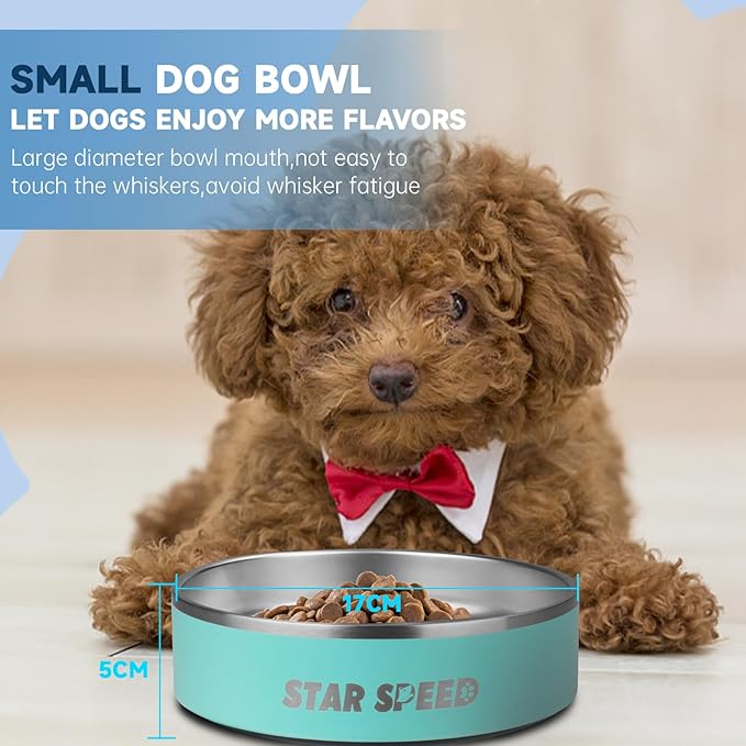 StarSpeed 24oz Stainless Steel Dog Bowls with Rubber Bottom Non-Slip Double Wall Metal Outdoor Dog Food and Water Bowls Weighted Insulated Pet Feeding Bowl for Small,Medium Sized Dogs or Cats