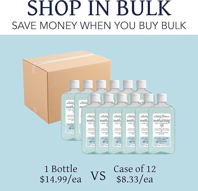 Bobbi Panter Moisturizing Dog Shampoo, Moisturizes and Enriches Dogs Skin & Fur, Soft Sea Air Fragrance, Concentrated 30:1, Made in The USA, 14 oz. (Case of 12)