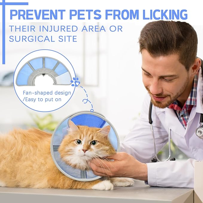 Cat Cone Collar Soft, Cat Recovery Collar for Large Medium Small Cats Kittens, Pet Cone Alternative After Surgery
