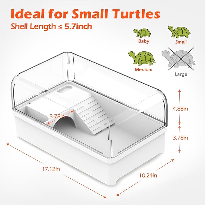 AZV Turtle Tank Habitat Kit,Aquatic Tortoise Enclosure Starter Aquarium with Multi-Function Area and Water Filter, Baby Adult Turtles Tub Complete House,Terrarium for Red Eared Slider Reptile Crab
