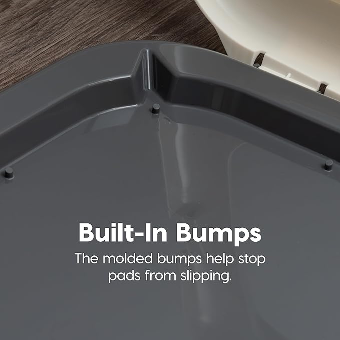 IRIS USA Pee Pad Holder for Puppy Training, Secured Latches, Non-Skid Feet, Fits 22"x22" Pads, Dark Gray + 100 Puppy Pads, Leak Proof, Quick Dry, 6-Layer Absorbent Design, 22"x22"