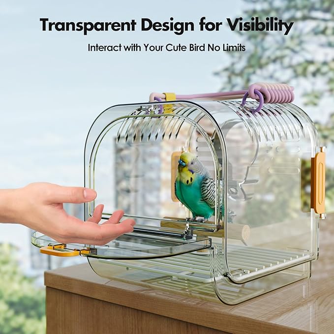 Small Bird Travel Carrier, Portable Bird Cage for Small Bird Parrot Parakeet with Shade Cover and Standing Perch, Lightweight Bird Carry Transport Cage for Vet Visit Shopping and Outdoor Adventure
