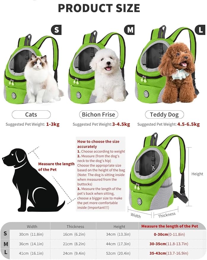 Pet Carrier Backpack,Breathable Dog Backpack Carrier with Adjustable Straps,Side Storage Pockets,Dog Head-Out Backpacks with Safety Belt,Puppy Front and Back Carriers for Small Dogs Cats
