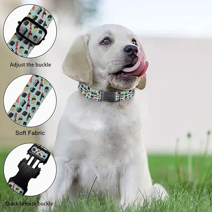 Japanese Sushi Dog Collar Pet Neck Strap for Small Medium Large Dogs Soft Adjustable Buckle