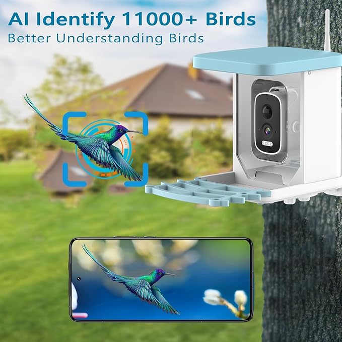 Bird Feeder with Camera,1080P HD AI Identify Bird Species Solar Panel,Automatic Bird Capture Video & Motion Detection,Squirrel Proof Bird Feeders, Gift for Bird Lover Watching Birds.