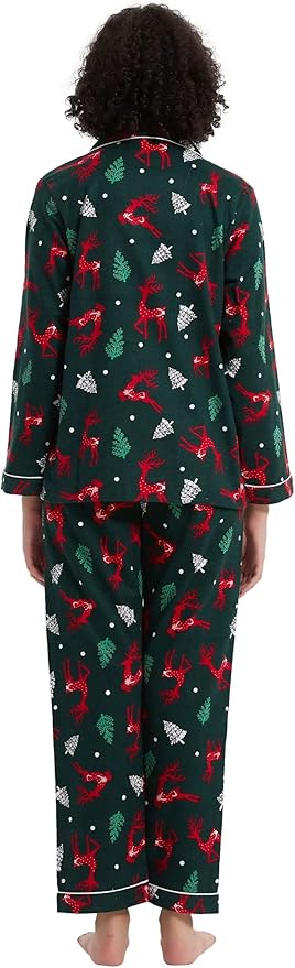 GLOBAL Flannel Pajamas for Women 2-Piece Comfy and Cozy Flannel Pj Set Cotton Loungwear