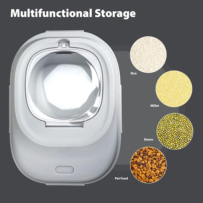 Cereal Rice Storage Containers, 20 to 50Lbs Collapsible Dry Food Dispenser Bins with Airtight Flip Lid Rolling Wheel, Kitchen Pantry to Store Sugar Flour, Dog Pet Cat Food Holder Container