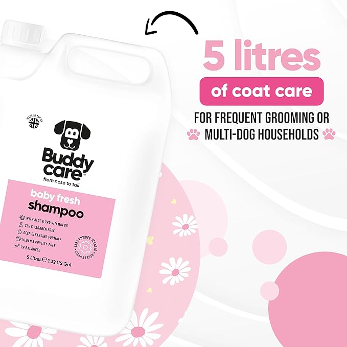 Baby Fresh Dog Shampoo by Buddycare | Deep Cleansing Shampoo for Dogs | Fresh Scented | with Aloe Vera and Pro Vitamin B5 (169.07oz)