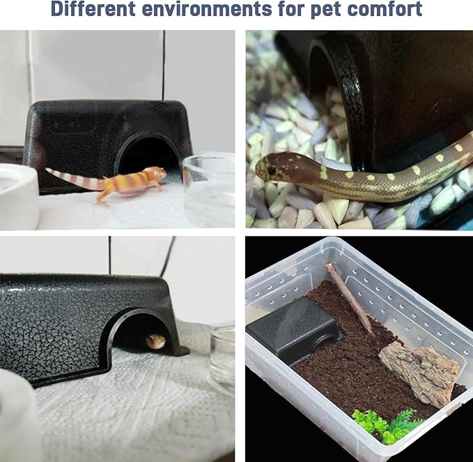 Durable Small Reptile Hide Box, Ball Python Hide, Leopard Gecko Hide, Bearded Dragon Hide, Easy to Clean Reptile Hides Cave for Tank, Snake Hide Enclosure (7.48" x 4.72" x 2.56")