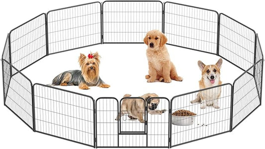 BestPet | Dog Playpen | 24 Inch, 12 Panels | Heavy Duty Metal Pet Exercise Pen | Indoor Outdoor Fence Panels | Rust-Resistant, Removable, Tool-Free Setup | Anti-Skid, Expandable Design