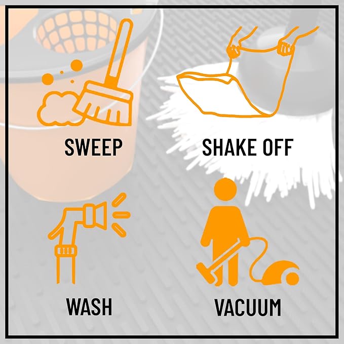 Indoor/Outdoor Hose-Wash Lines Design Non-Slip Rubber 18" x 30" Modern Entryway Mat for Entryway, Patio, Backyard, Garage, 18" x 30", Black Lines