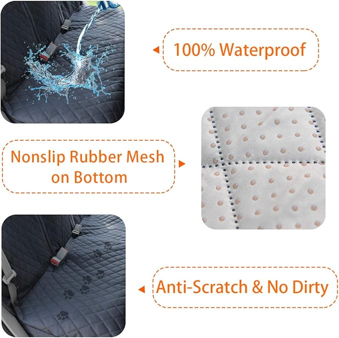 Honest Dog Car Seat Covers, Dog seat Cover with Side Flap for Cars, Trucks, and Suv's - Waterproof & Nonslip Pet Seat Cover for Backseat