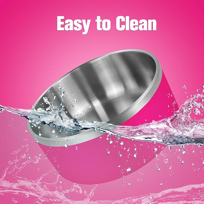 LIHONG Stainless Steel Dog Bowls for Large Dogs,Dog Food Water Bowls with Non Slip Rubber Bottom,Pet Feeding Bowl,Double Wall Insulated,Rustproof(64oz,Pitaya Pink)