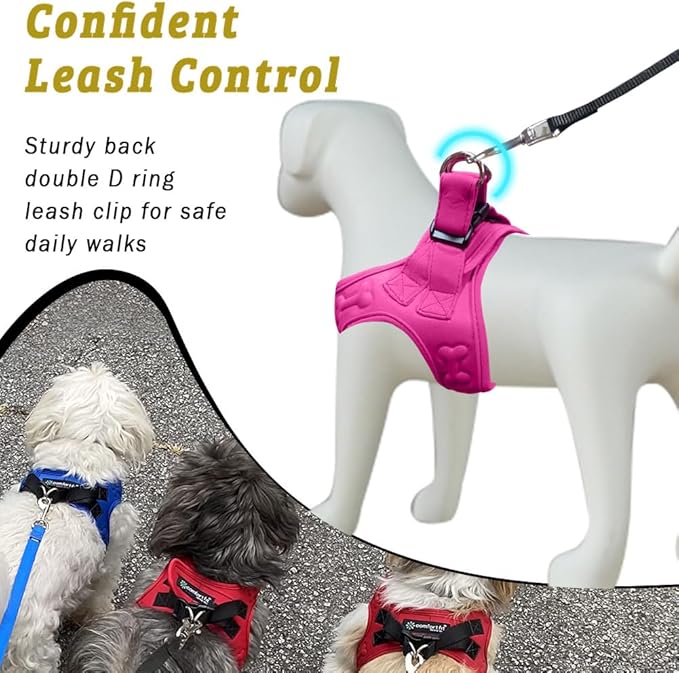 Comfort fit Step-in Dog & Puppy Harness - Comfortable All Weather Dog Vest Harness: Adjustable, Soft Padded, Easy to Put-on for Small, Medium-Sized Dogs.