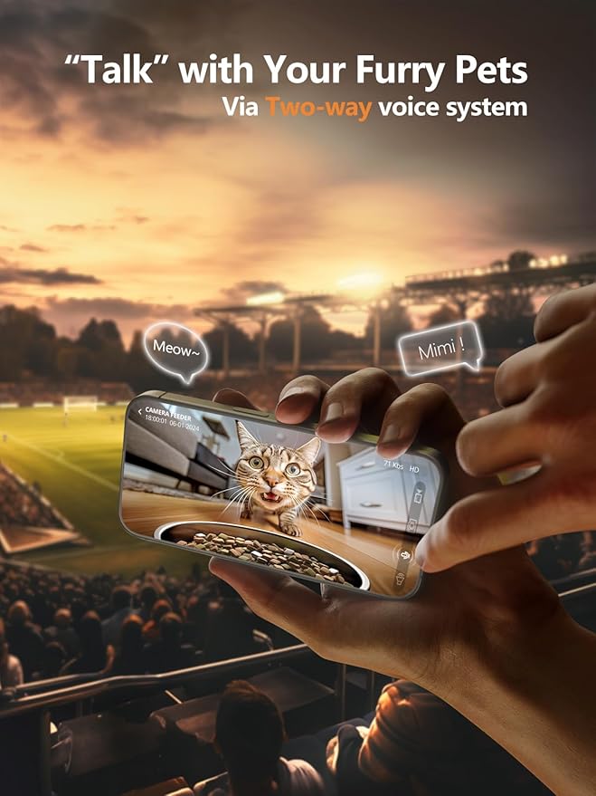 Automatic Cat Feeder with Camera - 5G WiFi Auto Cat Food Dispenser, 1080P HD Video with Night Vision, 1-15 Meals, 1-99 Portions, 2-Way Audio, Keeps Food Fresh, 4L Timed Pet Feeder Also for Dogs