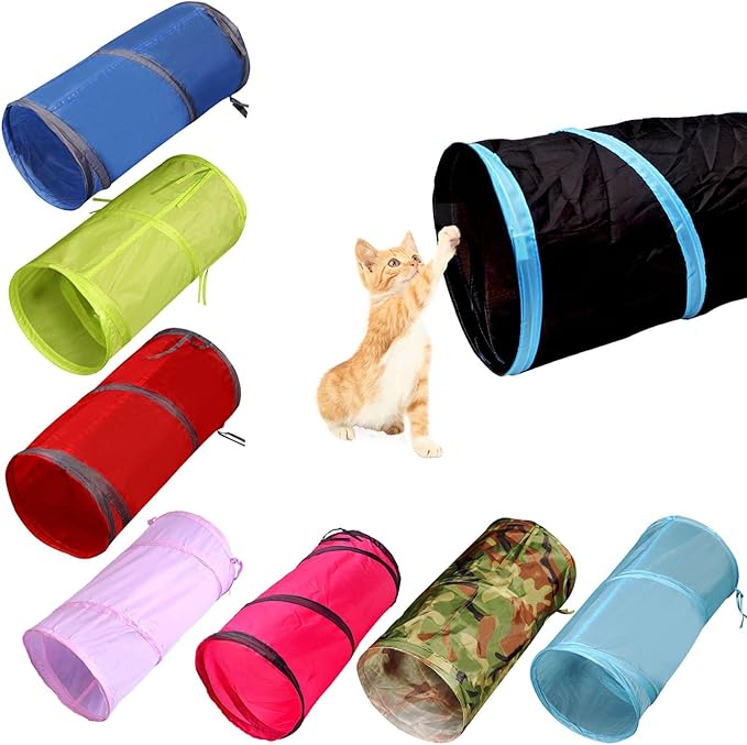 iCAGY Foldable Spiral Cat Tunnel - Indoor Toy for Small Cats, Kittens, and Rabbits - Tube for Interactive Play and Outdoor Fun - Pet Activity Toy Camouflage Green 20" 3 Pcs