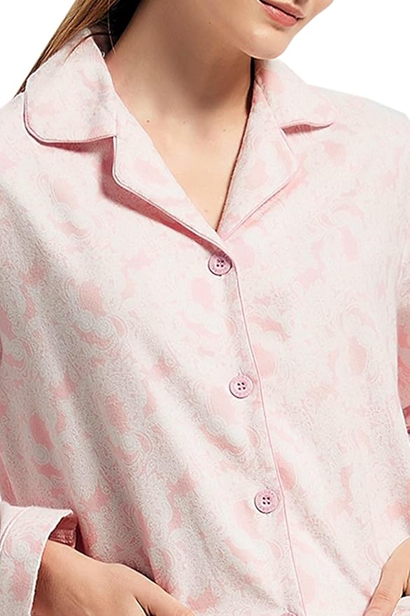 GLOBAL Flannel Pajamas for Women 2-Piece Comfy and Cozy Flannel Pj Set Cotton Loungwear