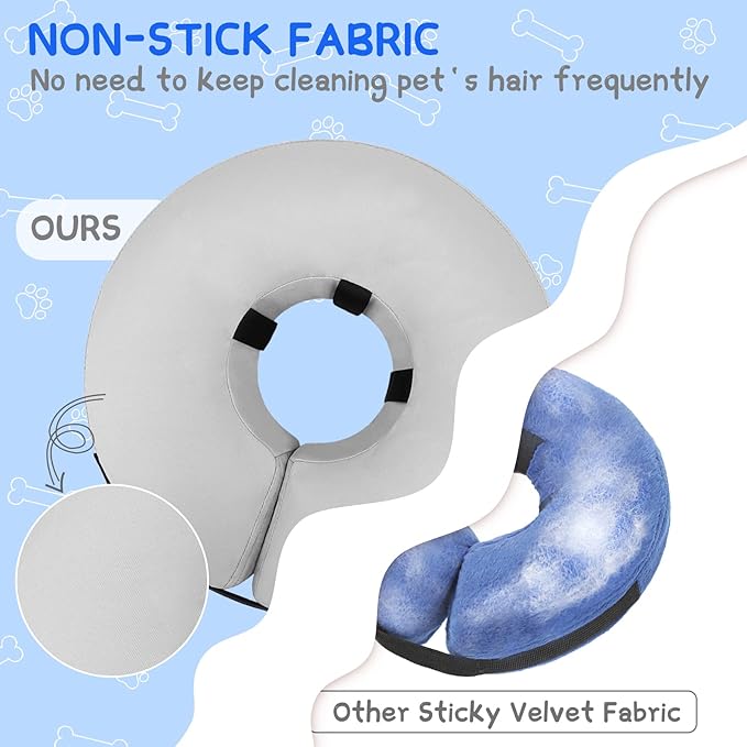 Supet Inflatable Dog Cone Collar Alternative After Surgery, Dog Neck Donut Collar Recovery E Collar to Stop Licking, Soft Pet Cone for Small Medium Large Dogs