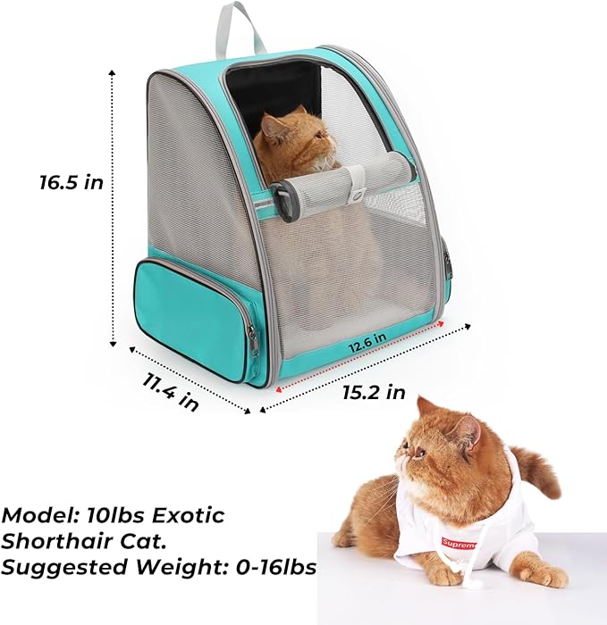 Lollimeow Cat Backpack Carrier, Ideal for Small Animals & Puppies, Airline Approved,Safe for Travel, Hiking, Vet Transport & Outdoor Use Fully Ventilated Design for Ultimate Comfort On-The-Go