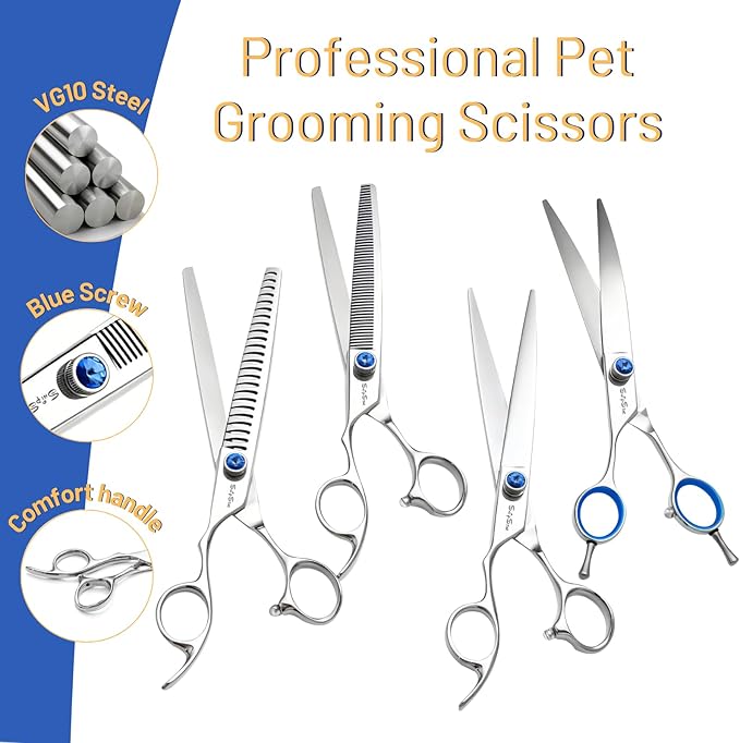 7.5inch Thinning Dog Grooming Scissors,VG10 Stainless Steel Pet Grooming Shears,Professional Pet Trimming Scissor,Sharp Comfortable Ergonomic, for Rabbits Cats Dogs Hair Cutting Groomer or at Home