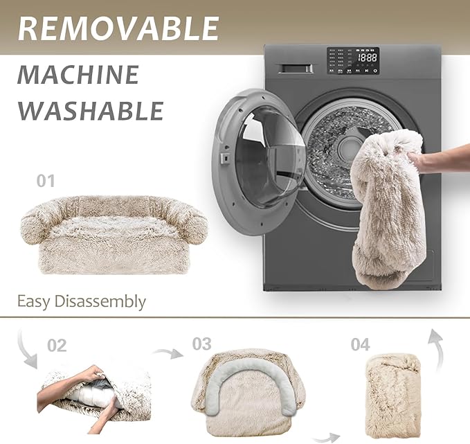 Calming Dogs/Cats Bed Mats, Dog Pad Washable Removable Couch Cover, Plush Long Fur Mat for Pets, Waterproof Lining, Perfect for Small, Medium and Large Dogs and Cats (Gradient Brown, 41"x37")