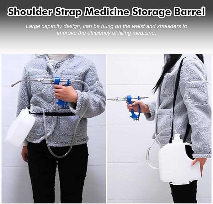 30ML Veterinary Metal Drench Gun, Feeding Gun with 2.5L Portable Tank, Adjustable Continuous Dosing Tool for Livestock, Safe Oral Dispenser for Sheep, Horses, Pigs, Cattle