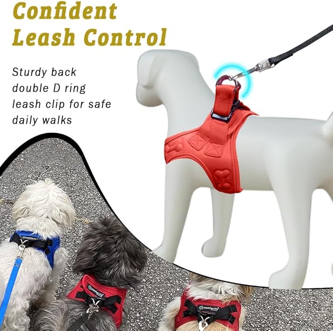 Comfort fit Step-in Dog & Puppy Harness - Comfortable All Weather Dog Vest Harness: Adjustable, Soft Padded, Easy to Put-on for Small, Medium-Sized Dogs.