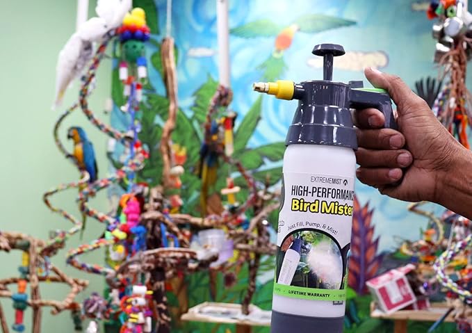 ExtremeMIST High-Performance Bird Sprayer | Ultrafine Avian Pump Mister | Handheld Pet Bird Bath Mister | Adjustable Nozzle | Bird Cage Cleaner | Perfect for Macaws, Cockatiels, Parrots & More - 20oz
