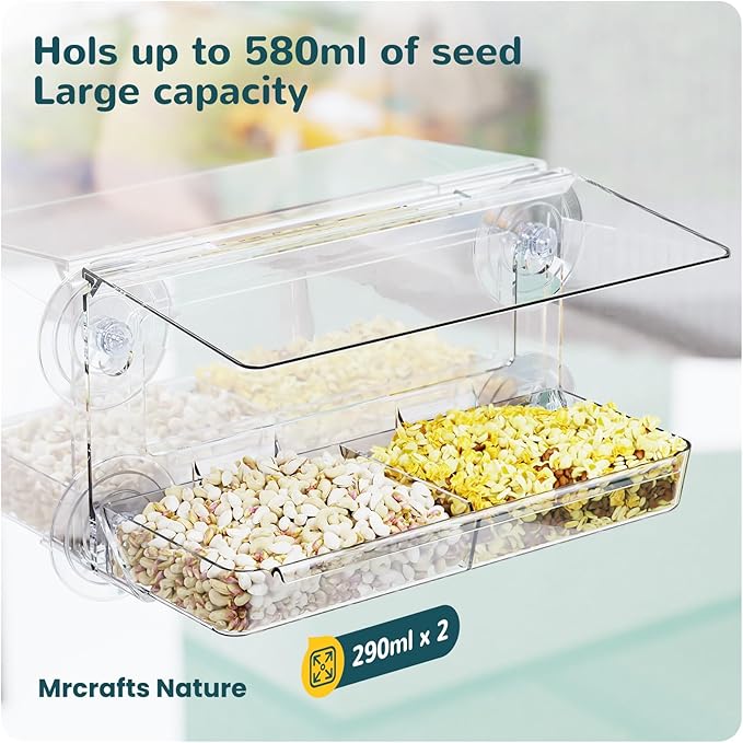 Window Bird Feeder with Strong Suction Cups, Clear Window Bird feedersfor Viewing, Cardinal Bird Feeders for Outside, Unique Gift