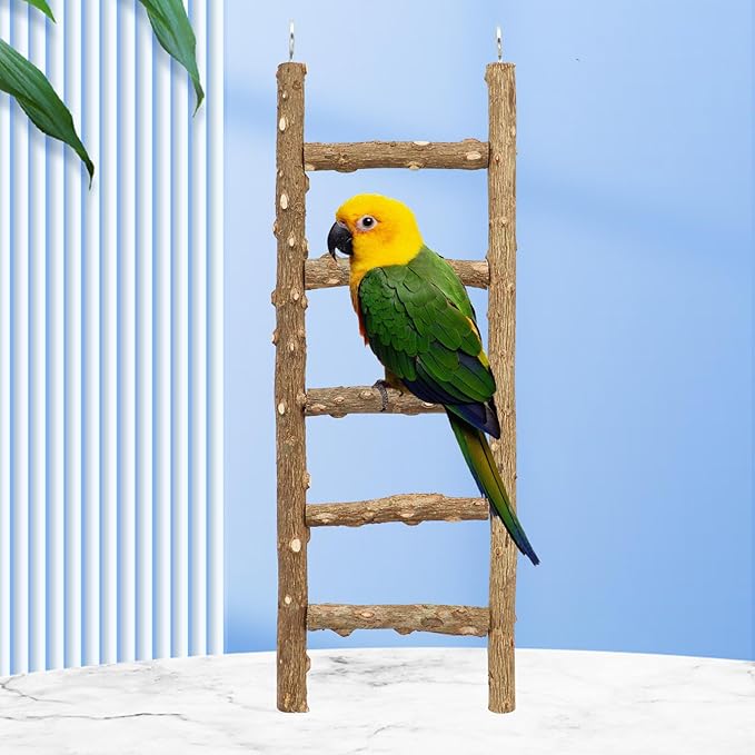 Natural Pepper Wood Parrot Ladder - Bird Climbing & Chewing Toy, Cage Accessory for Parrots, Parakeets, Cockatiels