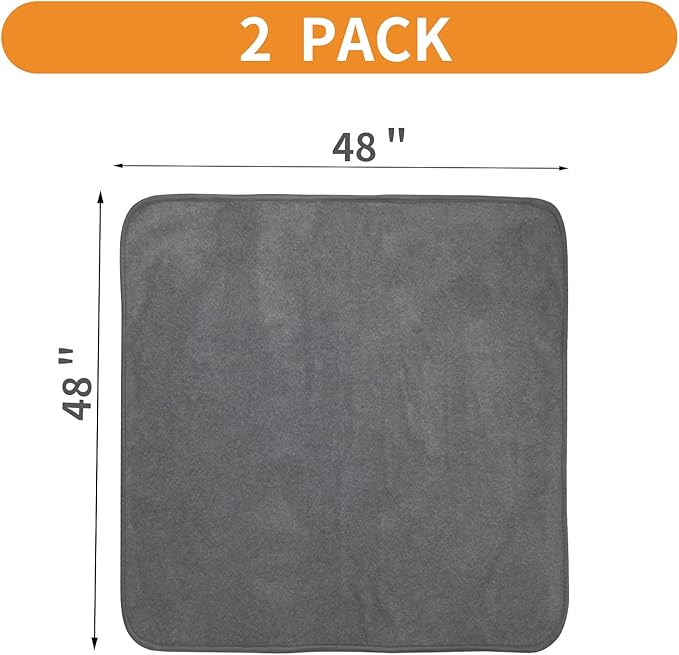 LOOBANI 2 Packs Extra Large Reusable Dog Mat for Floor, Non-Slip Washable Pee Pad for Dogs, Fast Absorbent Pet Whelping Pads, Puppy Playpen Mat for Incontinence, Housebreak, Crate, 48x48in, Gray