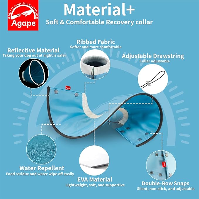 Agape Soft Dog Cone for Small Dogs & Cats, Comfy Dogs Recovery Collar After Surgery, Adjustable E Collar Alternative to Stop Licking, Protective Elizabethan Cones for Pup&Kitty, Comfortable Dog Cones