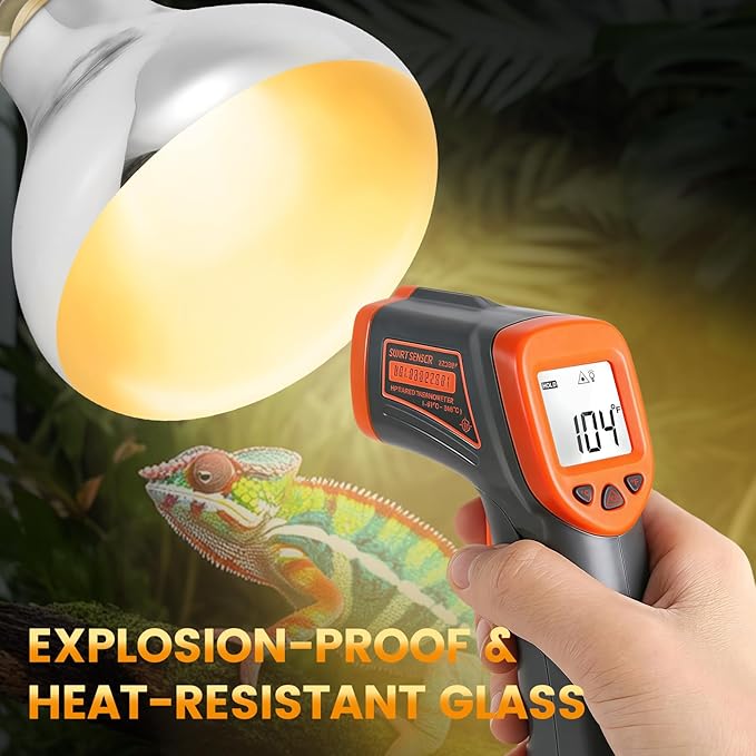 Dual Reptile Light Fixture with 100W Full Spectrum UVA UVB Light Bulb & 100W Nighttime Ceramic Heat Emitter, 2 Independent Switches, Reptile UVA UVB Light Combo Pack