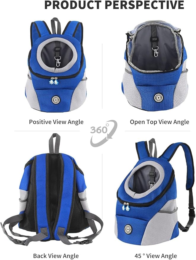 Pet Carrier Backpack,Breathable Dog Backpack Carrier with Adjustable Straps,Side Storage Pockets,Dog Head-Out Backpacks with Safety Belt,Puppy Front and Back Carriers for Small Dogs Cats