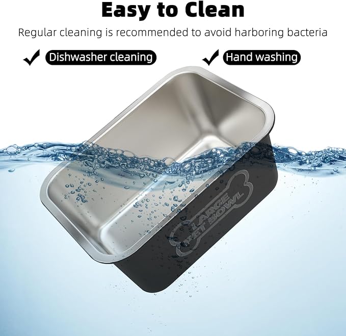 3 Gallons Large Dog Water Bowl, High Capacity Stainless Steel Dog Bowls, Indoor Outdoor Water Bowl for Dogs Metal Pet Food Dish for Medium Large Giant Breed Easy to Clean (Black)